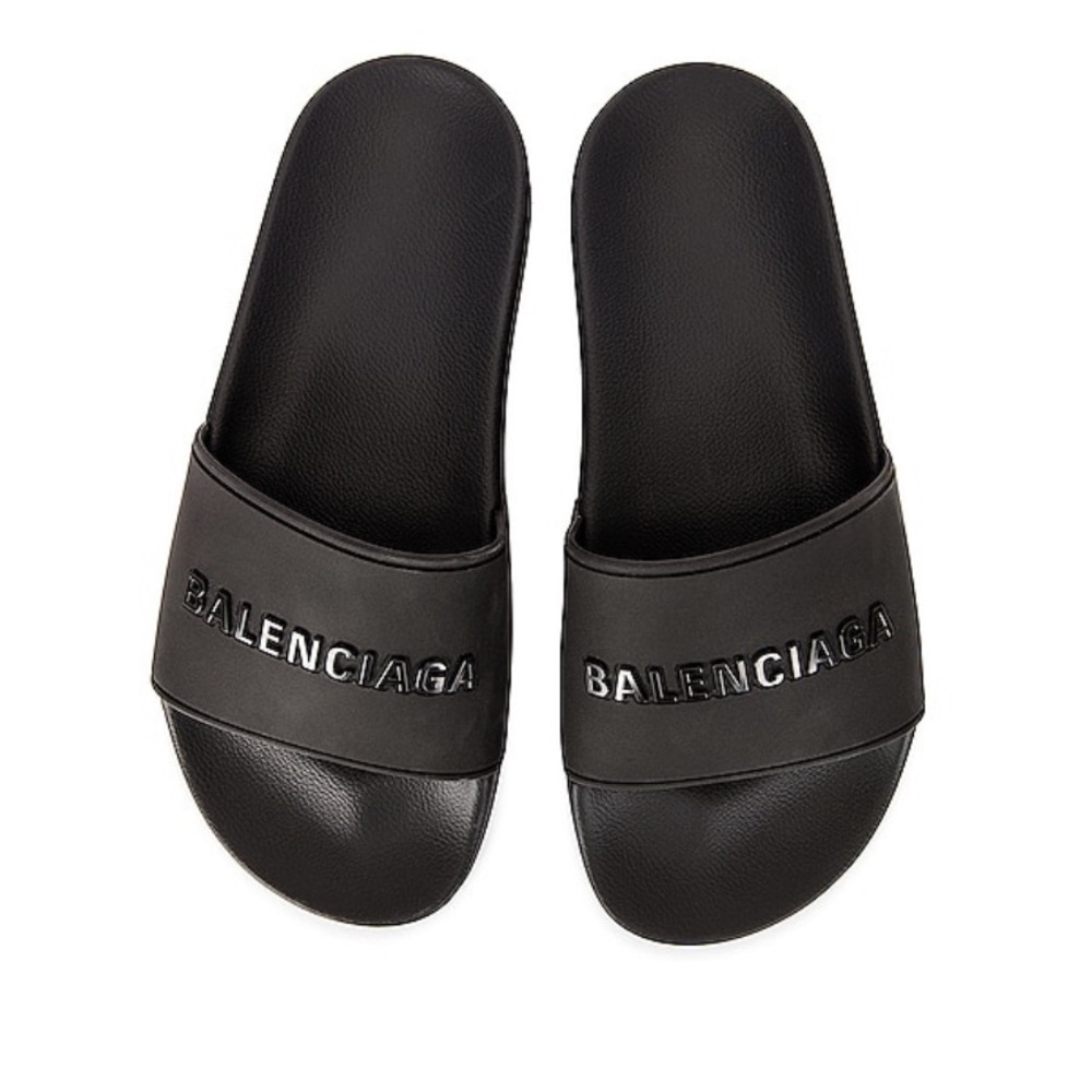 Balenciaga Black Logo Pool slides slipper🖤